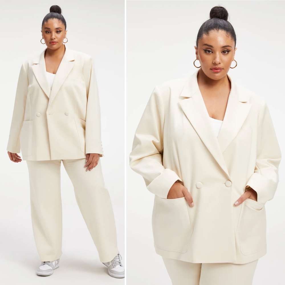 Good American NWOT Woven Blazer 2.0 bone ivory boss jacket career office 2X XXL